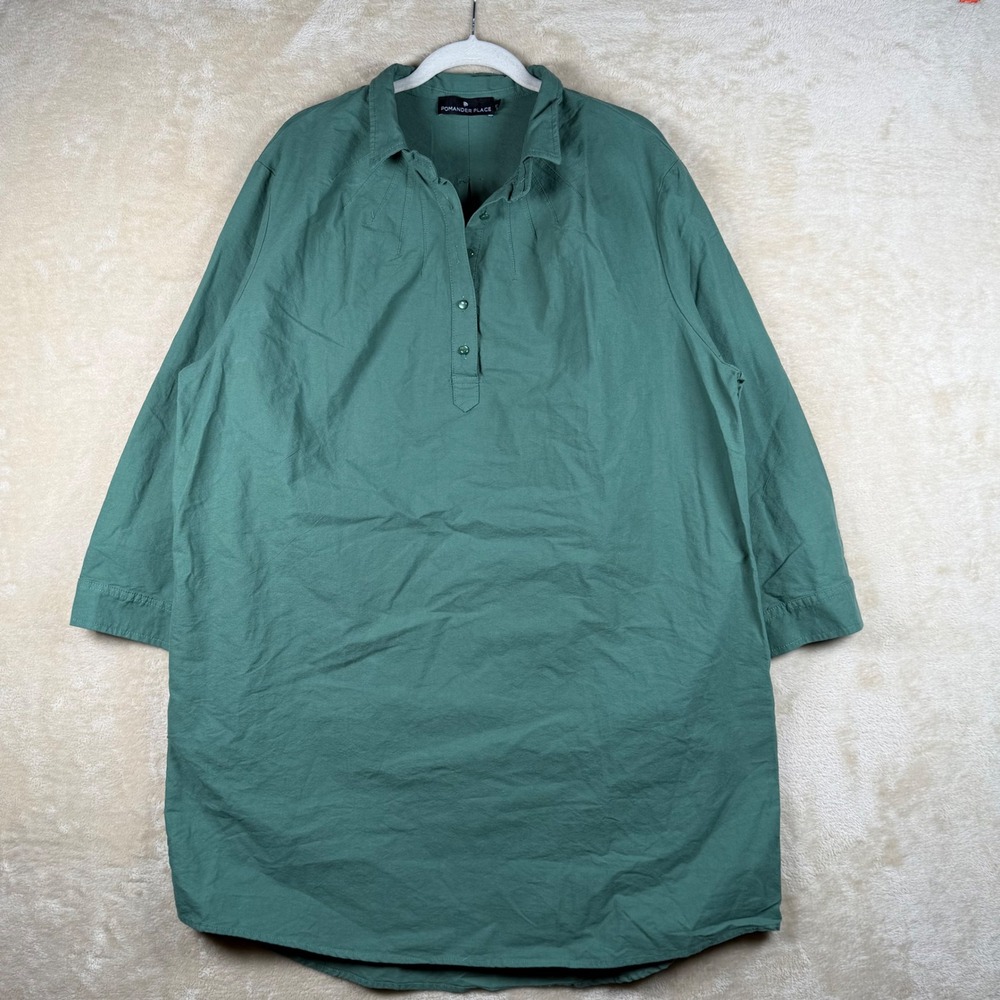 Tuckernuck Pomander Place NWOT Green Cotton Tunic‎ Polly Shirt Dress Size XXL